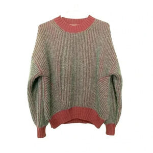Chiaramente gray and  burgundy oversize slouchy sweater in a wool blend